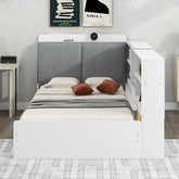 Bellemave® Twin Size Wood Daybed with Storage Headboard, Shelves and 2 Drawers - Bellemave